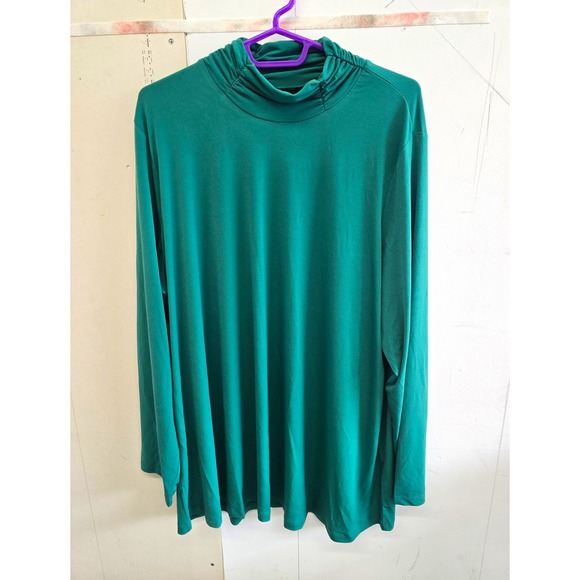 Susan Graver Tops - Susan Graver Modern Essentials Green Cowl Neck Long Sleeve Tunic Plus 2X